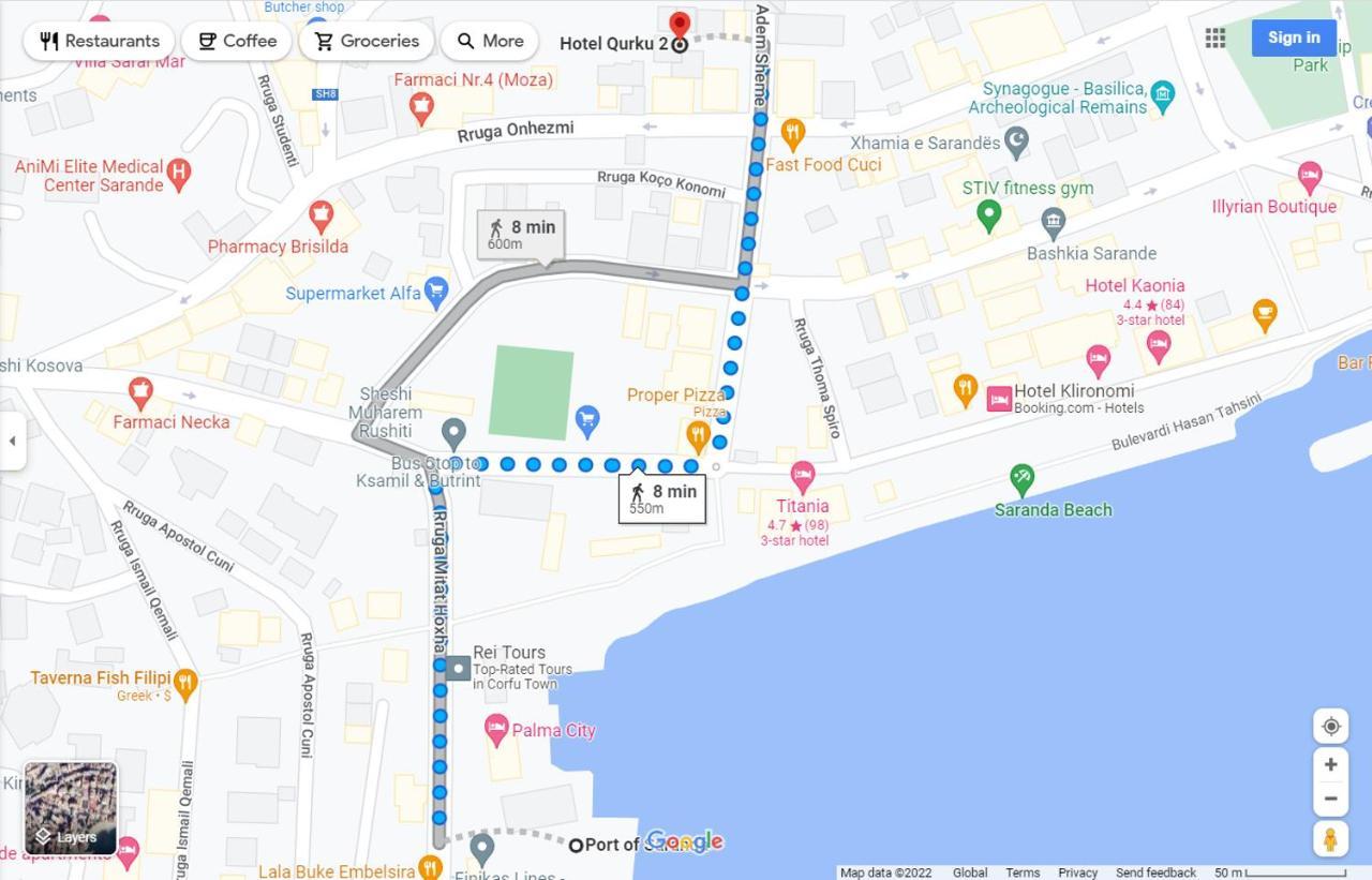 Hotel Qurku 2 Sarande Bagian luar foto